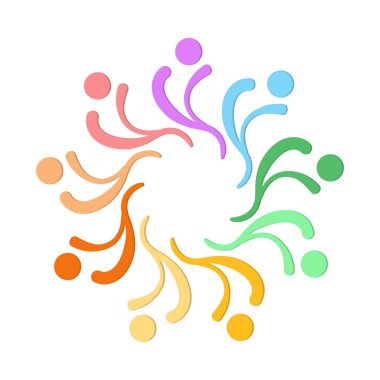 Takım çalışması, sosyal topluluk ya da liderlik kavramı için logo, etiket ya da marka şablonu. Düz tasarım.