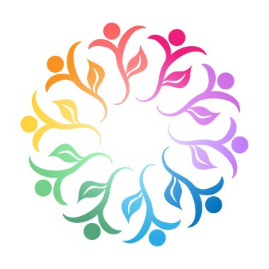 Takım çalışması, sosyal topluluk ya da liderlik kavramı için logo, etiket ya da marka şablonu. Düz tasarım.