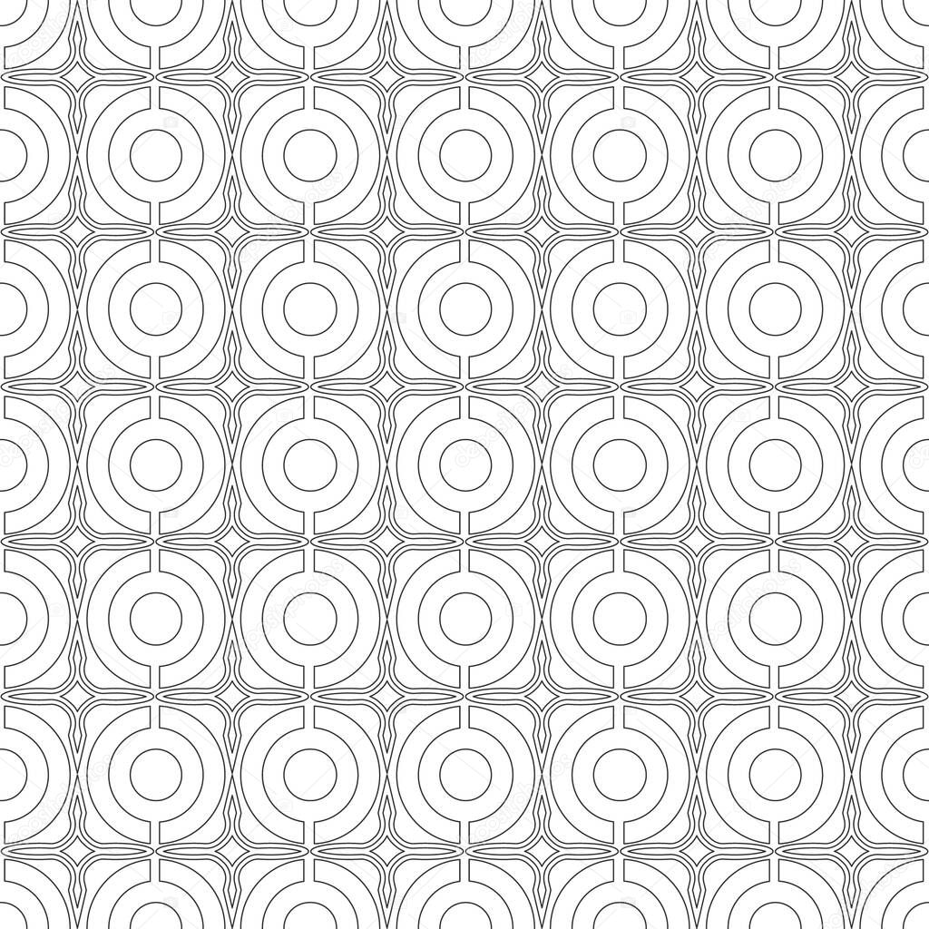 Seamless abstract pattern of abstract linear shapes. Background for a variety of design, texture printing on fabric, wallpaper, wrapping paper, packaging. Vector illustration, flat style.
