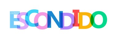 Eskondo. Beyaz bir arka planda şehrin adı. Poster, kartpostal ve afiş için vektör tasarım şablonu. Vektör illüstrasyonu.