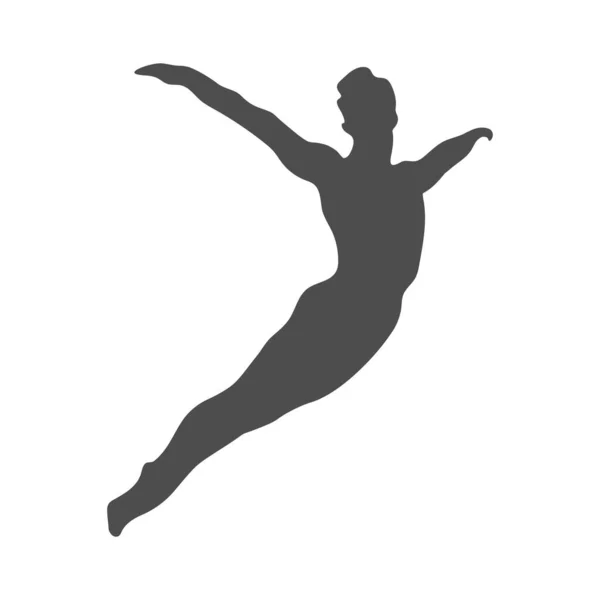 脇に腕を広げてジャンプする選手のシルエット ベクトルイラスト フラットスタイル — ストックベクタ