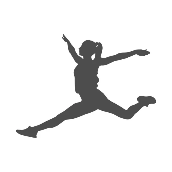 Silhouette Eines Mädchens Bei Einem Sprung Mit Einem Weiten Schritt — Stockvektor