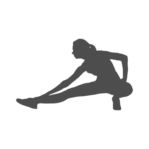 Silhouette Einer Sportlerin Der Athlet Macht Eine Streckung Vektor Illustration — Stockvektor