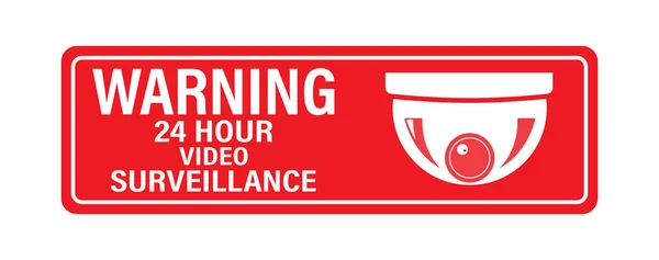 Warning Hours Video Surveillance Vector Video Surveillance Sign Inscription Empty — Stock Vector