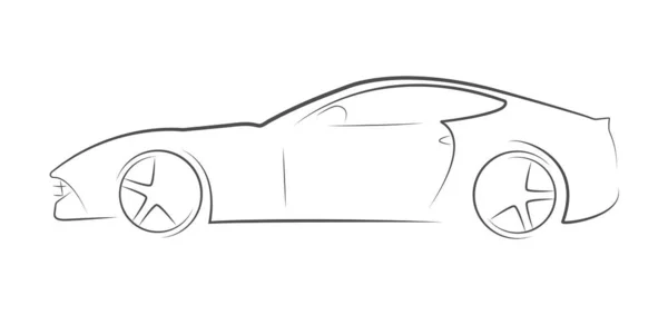 Silueta Contorneada Coche Deportivo Abstracto Ilustración Lineal Vectores Estilo Plano — Archivo Imágenes Vectoriales