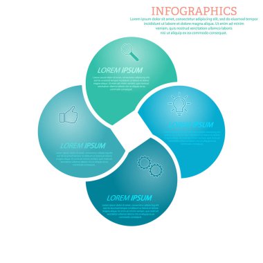 Görsel simgelerle bilgi şablonu. 4 aşamalı iş, eğitim, pazarlama ya da finansal başarı. Vektör illüstrasyonu