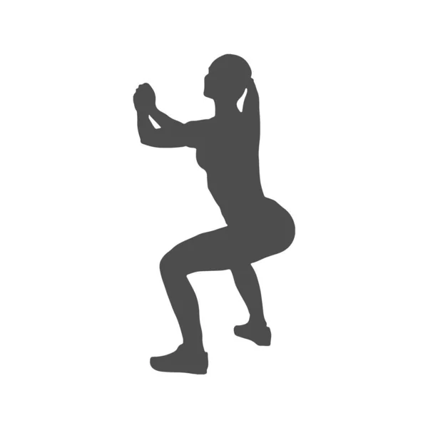 Silhouette Athlete Sports Training Squat Exercise Vector Illustration Flat Style — Stock Vector