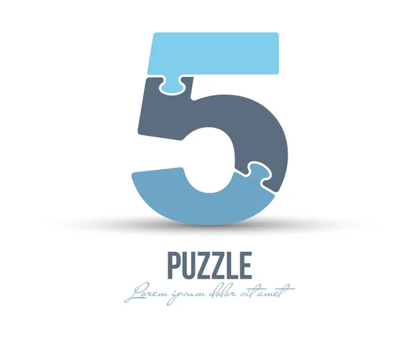 Número Composto Por Puzzles Ilustração Vetorial Para Logotipo Logotipo Marca — Vetor de Stock