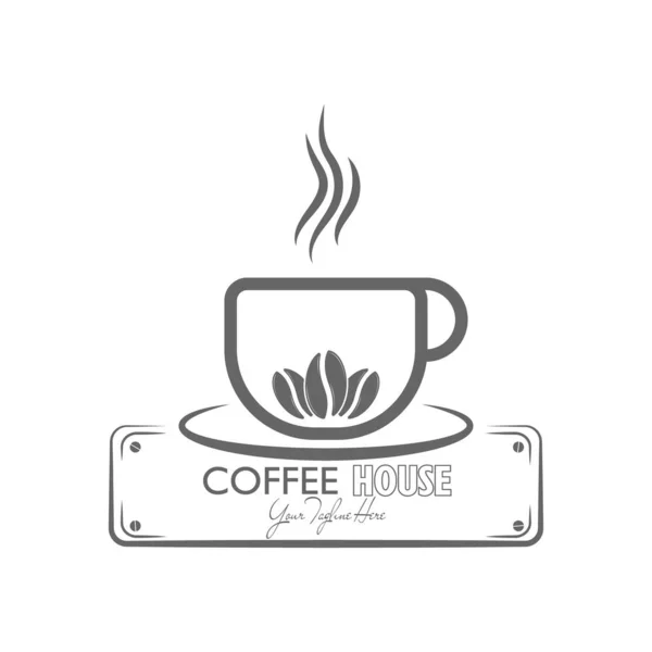 咖啡屋 咖啡屋 咖啡店或酒吧的标志 一杯咖啡 用于创意贴纸或品牌设计 用于菜单装饰 平面风格 — 图库矢量图片