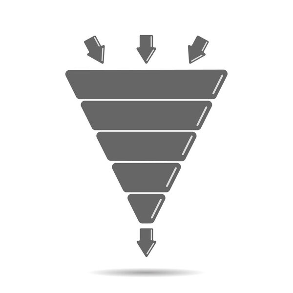 Infographics lead generation, sales funnel with arrows for application and website presentations, 3D simulation, flat design