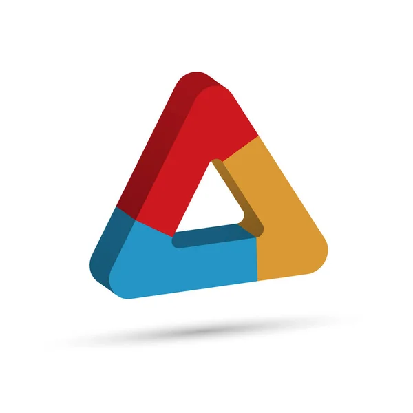 Triângulo Tridimensional Dividido Três Partes Coloridas Modelo Para Infográficos Design — Vetor de Stock