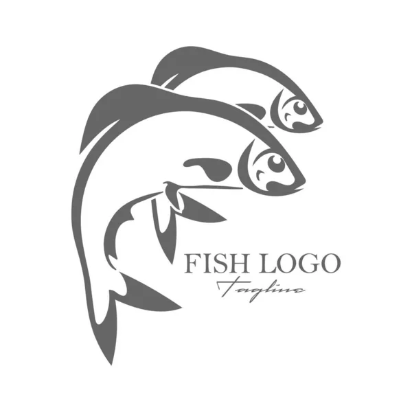 Simple Vector Fish Icon Logo Sticker Brand Scrapbooking Flat Style — Stock Vector