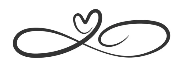 Símbolo Del Amor Eterno Corazón Signo Del Infinito Ilustración Caligrafía — Archivo Imágenes Vectoriales