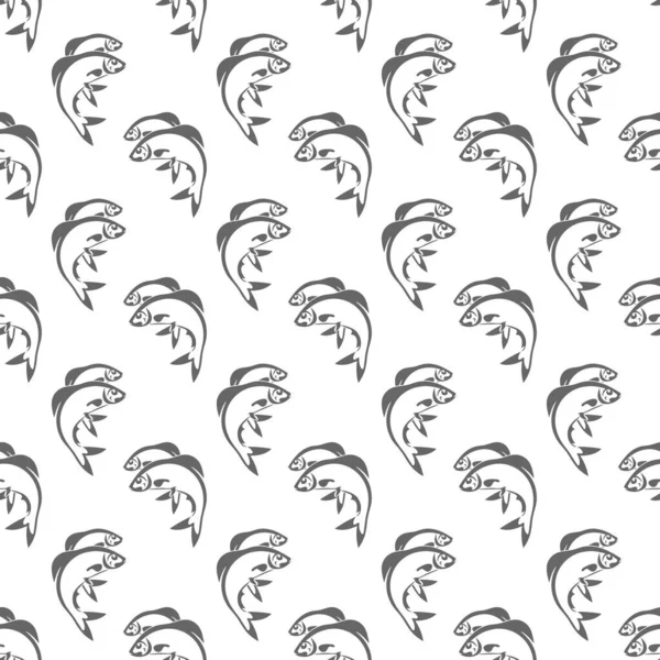 Бесшовный Рисунок Рыбными Силуэтами Текстуры Текстиля Упаковки Простых Фонов Плоский — стоковый вектор