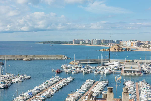 Paisaje Marino Yates Puerto Blanes Costa Mediterránea Española Foto Stock — Foto de Stock