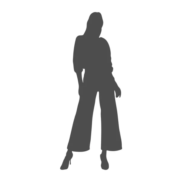 Silhouette Une Fille Mode Défilé Mode Icône Mannequin Style Plat — Image vectorielle