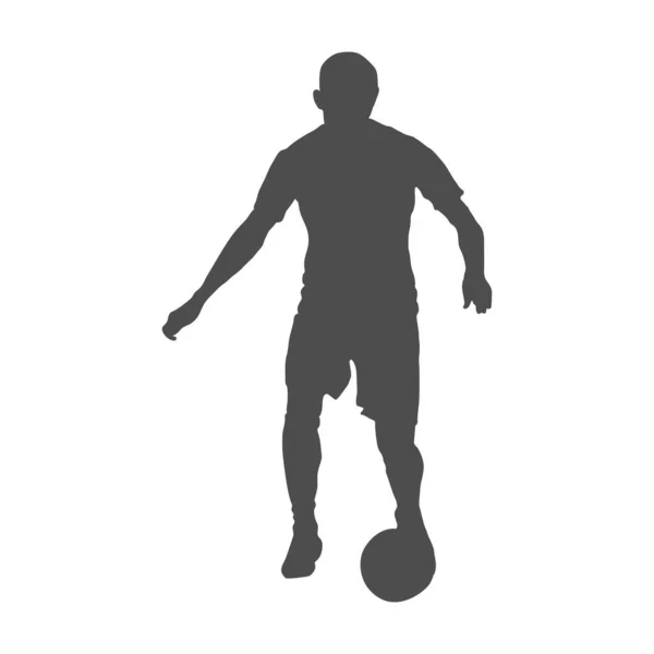 Futebol Silhueta Cheia Jogador Futebol Atleta Joga Futebol Estilo Plano — Vetor de Stock