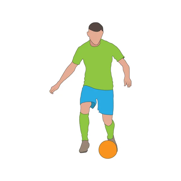 Fútbol Silueta Color Jugador Fútbol Atleta Juega Fútbol Estilo Plano — Vector de stock