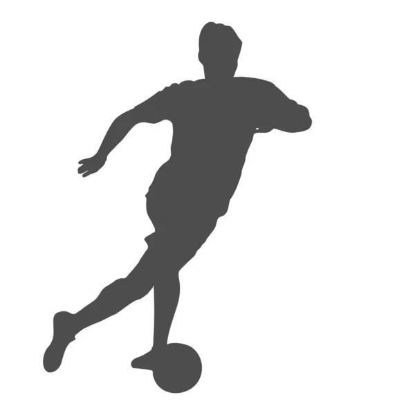 Futebol Silhueta Preenchida Jogador Futebol Atleta Joga Futebol Estilo Plano — Vetor de Stock