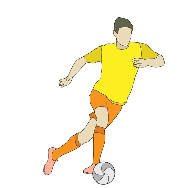 Football Silhouette Colorée Footballeur Athlète Joue Football Styl Plat — Image vectorielle
