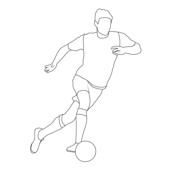 Fußball Umrissene Silhouette Eines Fußballers Ein Athlet Spielt Fußball Flacher — Stockvektor