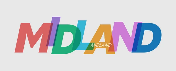Midland Jméno Města Bílém Pozadí Šablona Vektorového Designu Pro Plakát — Stockový vektor