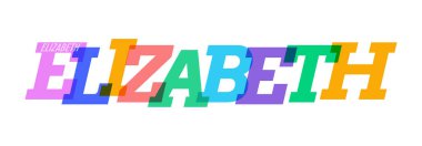 ELIZABETH. Beyaz bir arka planda şehrin adı. Poster, kartpostal ve afiş için vektör tasarım şablonu. Vektör illüstrasyonu.