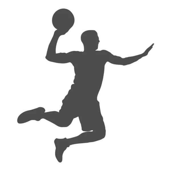 Basketball Gefüllte Silhouette Eines Basketballspielers Mit Einem Ball Flacher Stil — Stockvektor