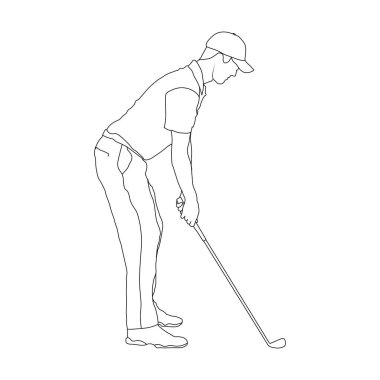 Golf mü? Erkek bir golfçünün eşleşen silueti. Golfçü bir atletin silueti. Düz Biçim