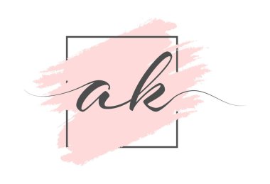 Kaligrafik küçük harfler, AK harfleri, bir çerçevede renkli bir arkaplan. Basit Biçim