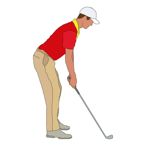 Golf Silueta Color Hombre Golfista Silueta Deportiva Color Estilo Plano — Archivo Imágenes Vectoriales