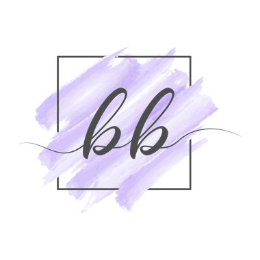 Calligraphic lowercase letters BB in a single line on a colored background in a frame. Vector illustration isolated on a white background. Creative design.
