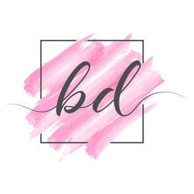 Kaligrafik küçük harf BD bir çerçeve üzerinde renkli bir arkaplan üzerinde tek satır halinde. Beyaz arkaplanda izole edilmiş vektör illüstrasyonu. Yaratıcı tasarım.