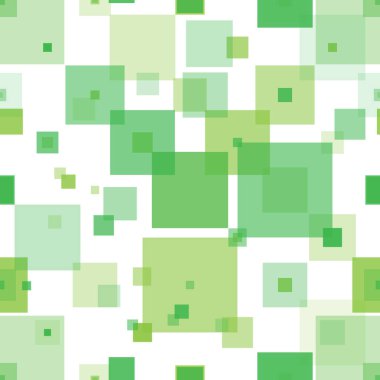 Seamless geometric pattern of squares of different transparency in shades of green. Illustration for textures, textiles and simple backgrounds. Flat design.