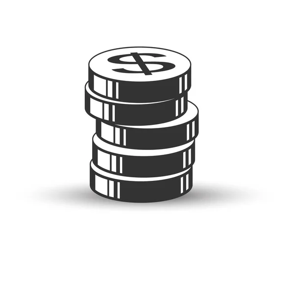 Stack Coins Image Dollar Symbol Flat Design — Vector de stock