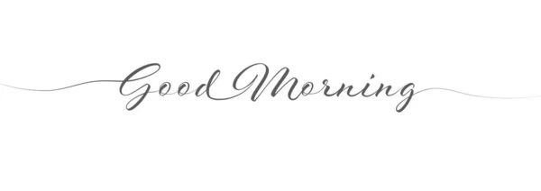 Good Morning Single Line Calligraphic Inscription Flat Style — Vetor de Stock