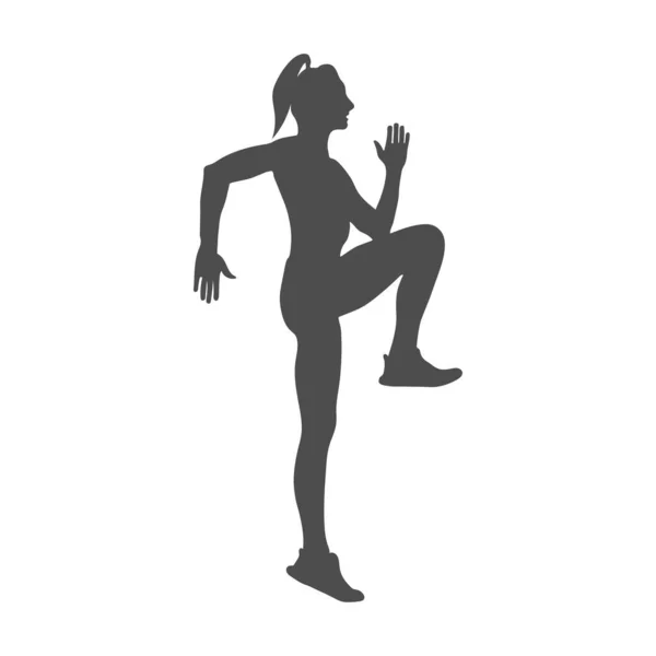 Une Femme Fait Sport Silhouette Remplie Style Plat — Image vectorielle