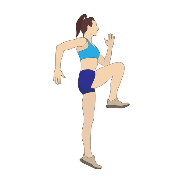 Woman Engaged Sports Color Drawing Flat Style — Stockvector