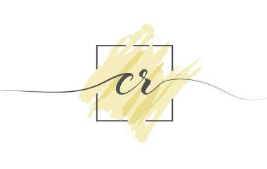 Kaligrafik küçük harflerle CR bir karede renkli bir arkaplan üzerinde tek satır halinde. Vektör İllüstrasyonu Basit Biçim