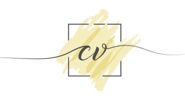 Kaligrafik küçük harflerle CV bir karede renkli bir arkaplan üzerinde tek satır halinde. Vektör İllüstrasyonu Basit Biçim