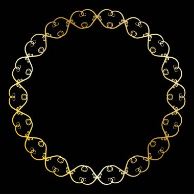 Altın sarısı açılış süsü. Dekoratif yuvarlak çerçeve. Zarif tasarım, basit biçim