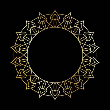 Altın sarısı açılış süsü. Dekoratif yuvarlak çerçeve. Zarif tasarım, basit biçim