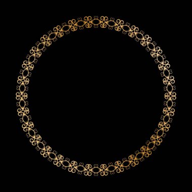 Altın sarısı açılış süsü. Dekoratif yuvarlak çerçeve. Zarif tasarım, basit biçim