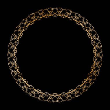 Altın sarısı açılış süsü. Dekoratif yuvarlak çerçeve. Zarif tasarım, basit biçim
