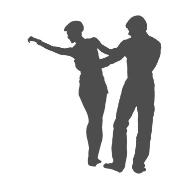 Birbirine aşık bir çiftin silueti. Yaratıcı tasarım için bir erkek ve bir kadının silueti. Basit Biçim