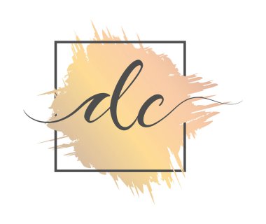 DC kaligrafik küçük harfler bir çerçevede renkli bir arkaplan üzerinde sağlam bir çizgi ile yazılır. Vektör çizimi. Basit Biçim