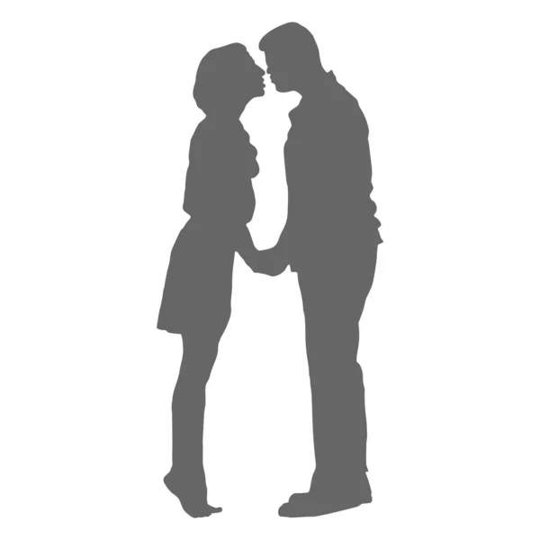 Filled Silhouette Couple Love Silhouette Man Woman Creative Design Simple — Stock Vector