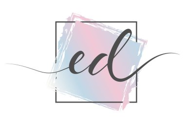 Kaligrafik küçük harf ED bir çerçeve üzerinde renkli bir arkaplan üzerinde tek satır halinde. Vektör çizimi. Basit Biçim