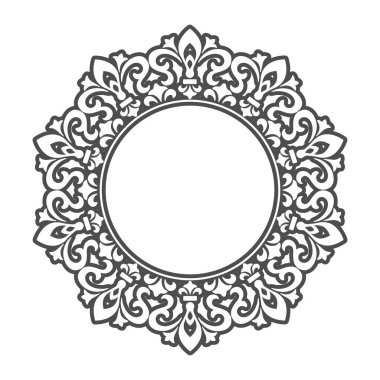 Dekoratif çerçeve için şablon ve metin için yer. Davetiyeler, kartpostallar ve yaratıcı tasarım için altın yuvarlak açılış süsü