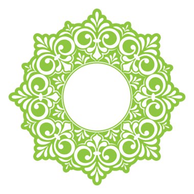 Dekoratif çerçeve için şablon ve metin için yer. Davetiyeler, kartpostallar ve yaratıcı tasarım için altın yuvarlak açılış süsü